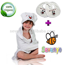 Baby mit Kapuze Badetuch Set mit 2 Lätzchen für Jungen und Mädchen, super weich und saugfähig, 100% Bio Bambus Stoff, große Größe 90 * 90cm